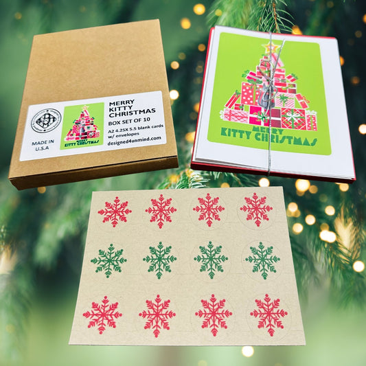Merry Kitty Christmas Boxed Christmas card set of 10