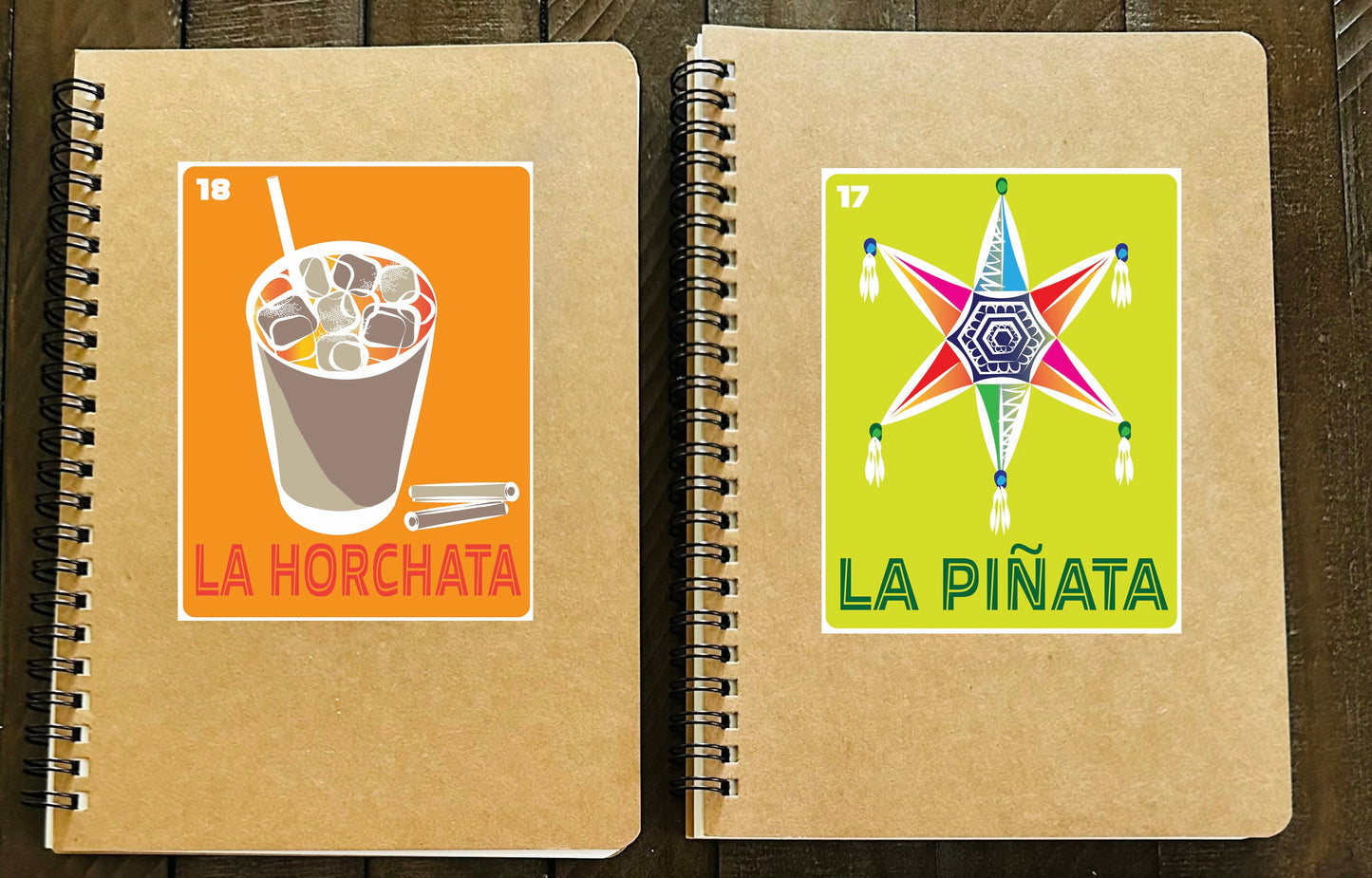 LA PINATA & LA HORCHATA Mexican Loteria Spiral Kraft cover A5 Journal sketch notebook