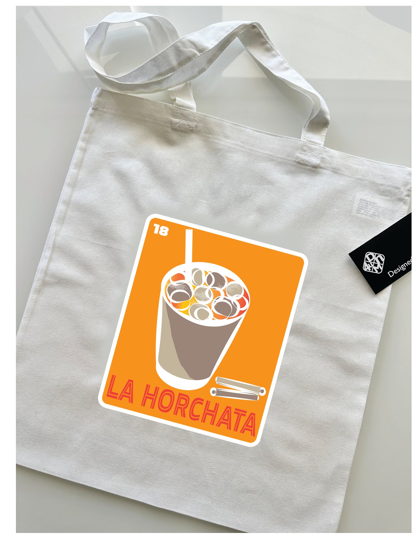 LA HORCHATA Mexican Loteria Symbols Tote Bag Lightweight Cotton Reusable Shopping, Pool or Beach carry all bag