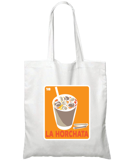 LA HORCHATA Mexican Loteria Tote Cotton Reusable Shopping, Pool or Beach bag