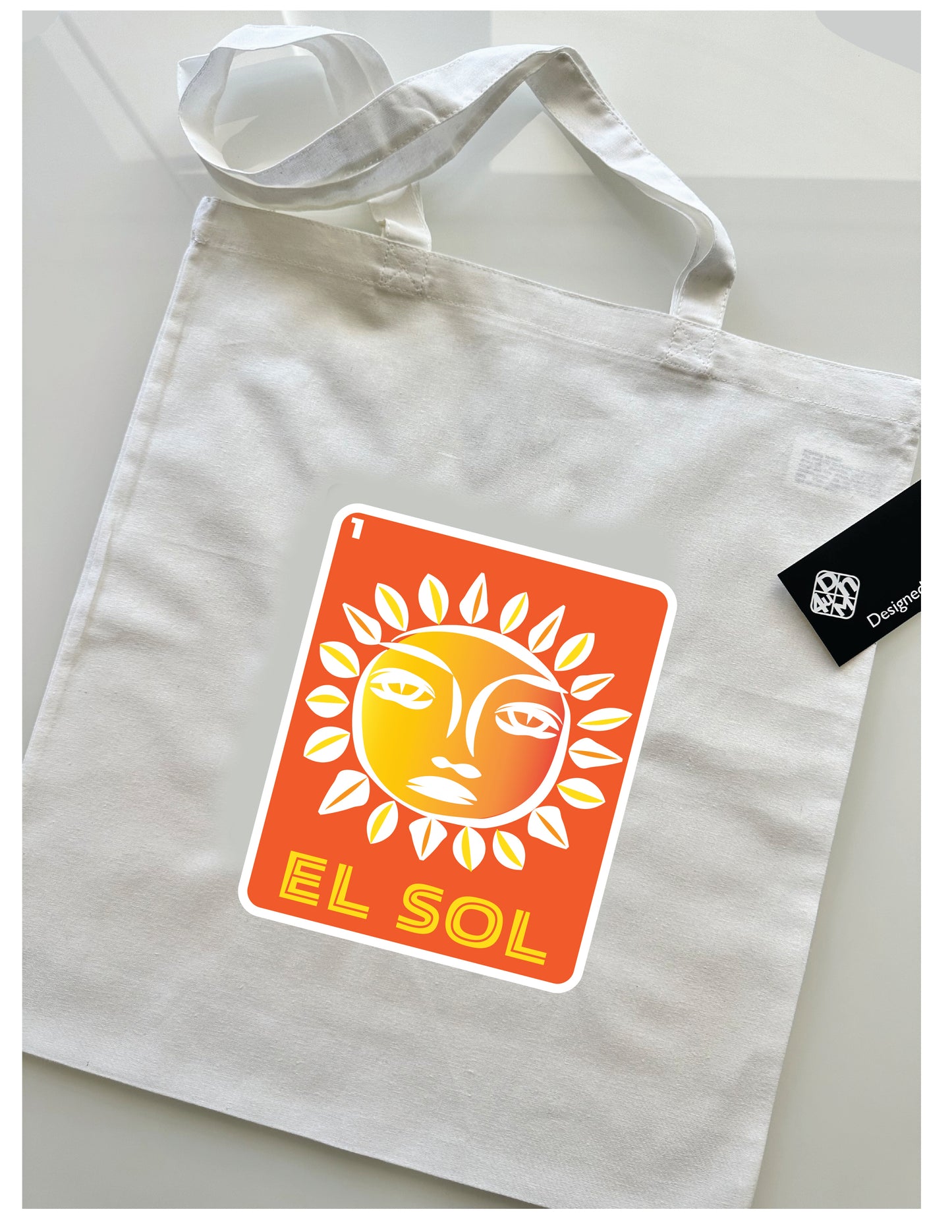 EL SOL Mexican Loteria Symbols Tote Bag Lightweight Cotton Reusable Shopping, Pool or Beach carry all bag