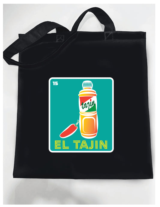 EL TAJIN Mexican Loteria Tote Cotton Reusable Shopping, Pool or Beach bag