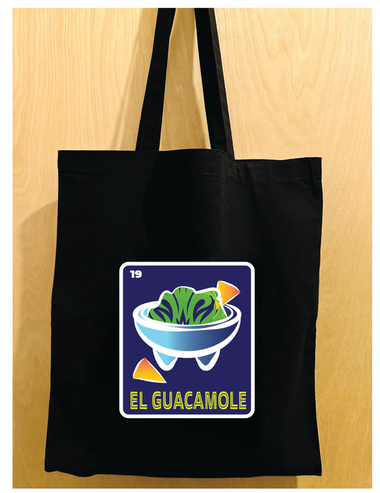 EL GUACAMOLE Mexican Loteria Tote Cotton Reusable Shopping, Pool or Beach bag