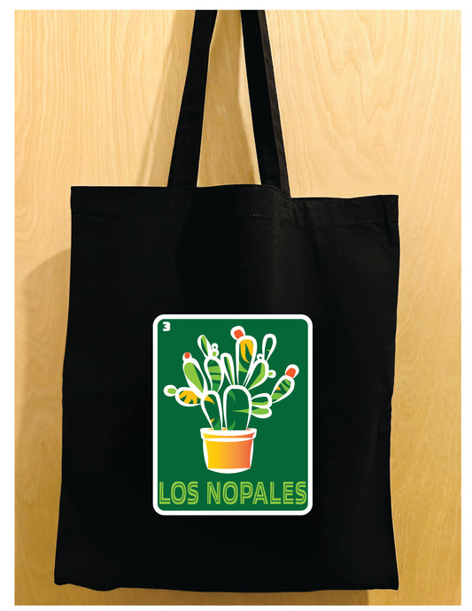 LOS NOPALES Mexican Loteria Tote Cotton Reusable Shopping, Pool or Beach bag