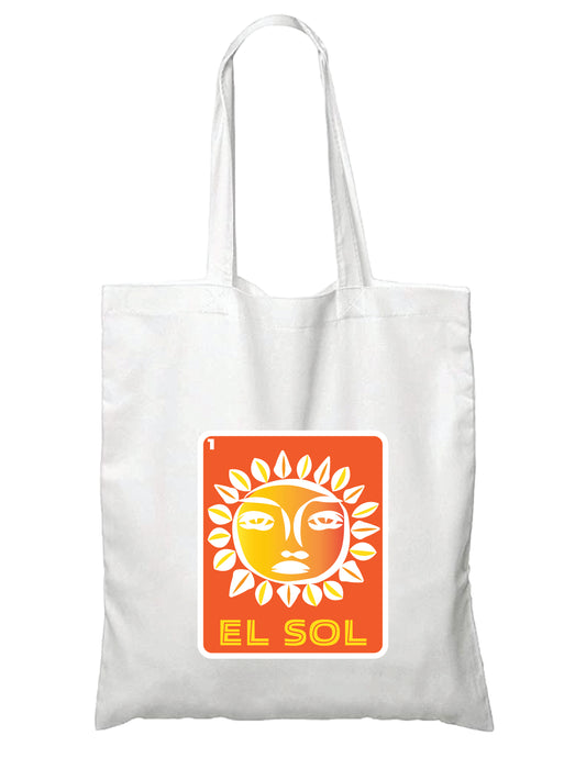 EL SOL Mexican Loteria Tote Cotton Reusable Shopping, Pool or Beach bag