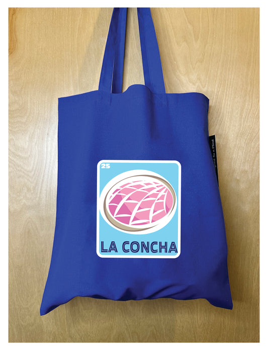 LA CONCHA Mexican Loteria Tote Cotton Reusable Shopping, Pool or Beach bag