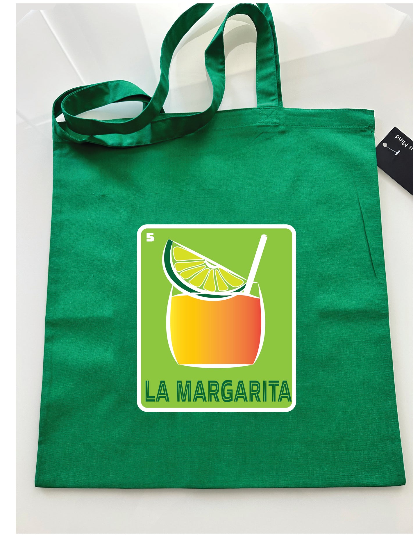 LA MARGARITA Mexican Loteria Symbols Tote Bag Lightweight Cotton Reusable Shopping, Pool or Beach carry all bag