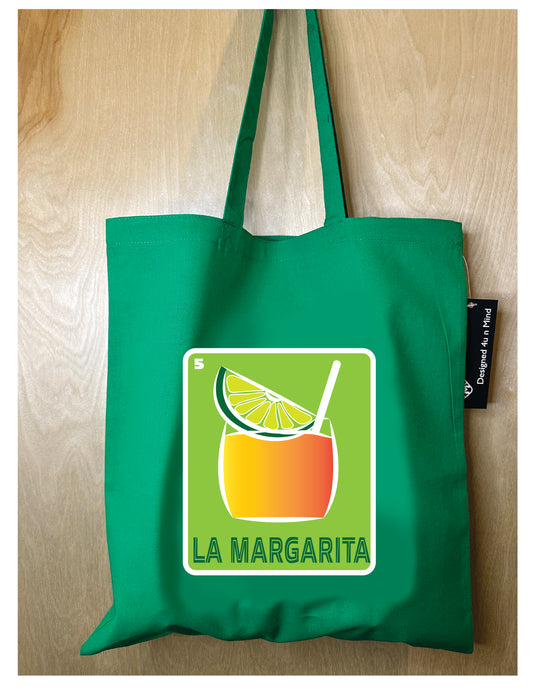 LA MARGARITA Mexican Loteria Tote Cotton Reusable Shopping, Pool or Beach bag