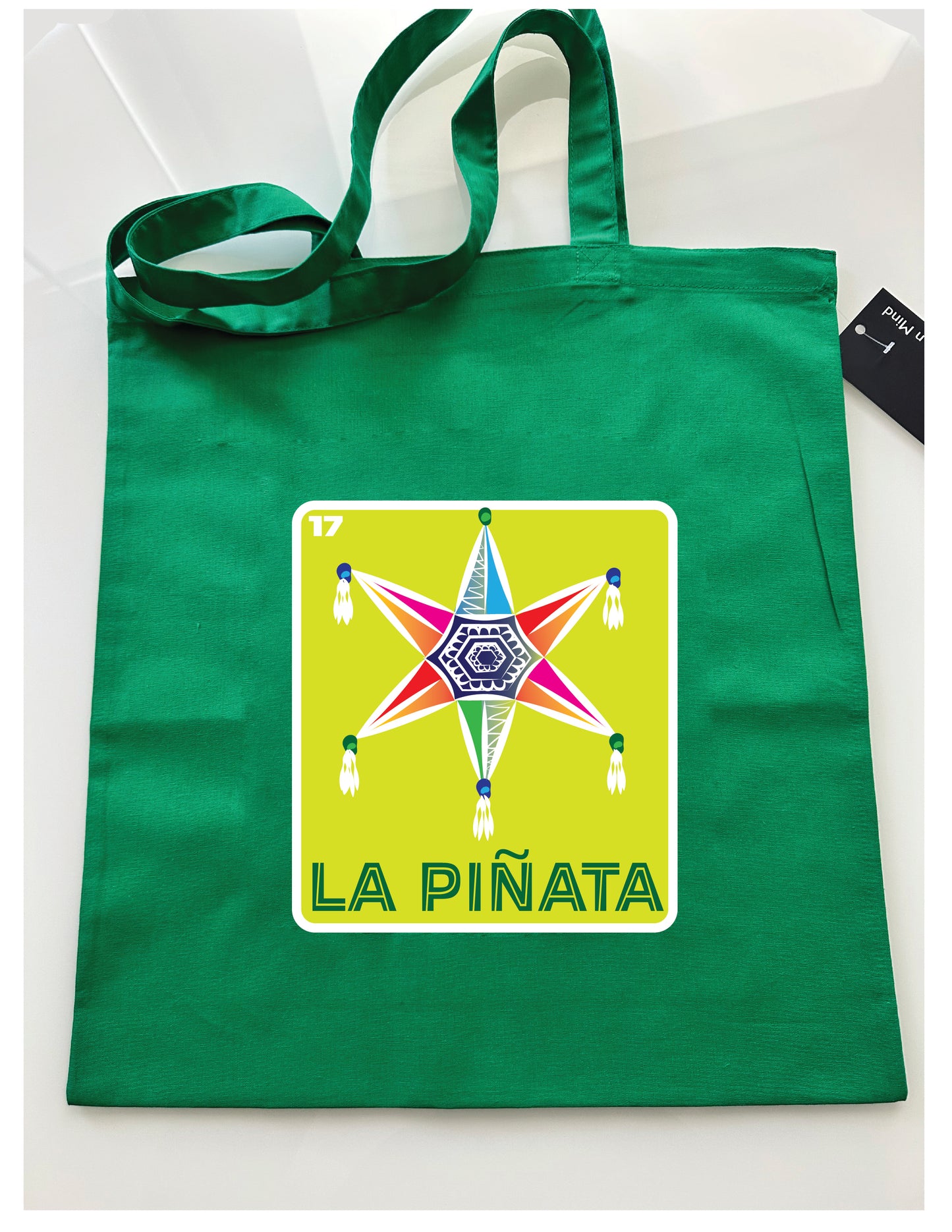 LA PINATA Mexican Loteria Symbols Tote Bag Lightweight Cotton Reusable Shopping, Pool or Beach carry all bag