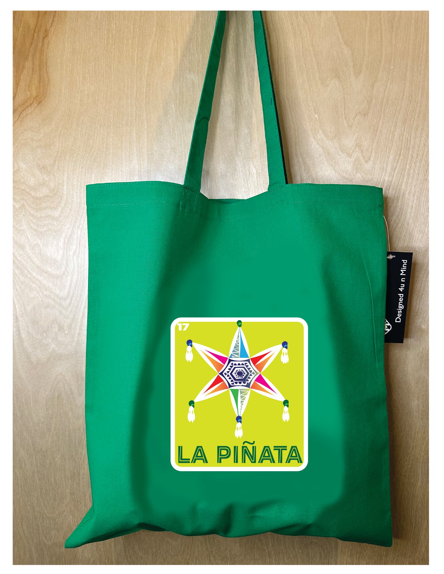 LA PINATA Mexican Loteria Symbols Tote Bag Lightweight Cotton Reusable Shopping, Pool or Beach carry all bag