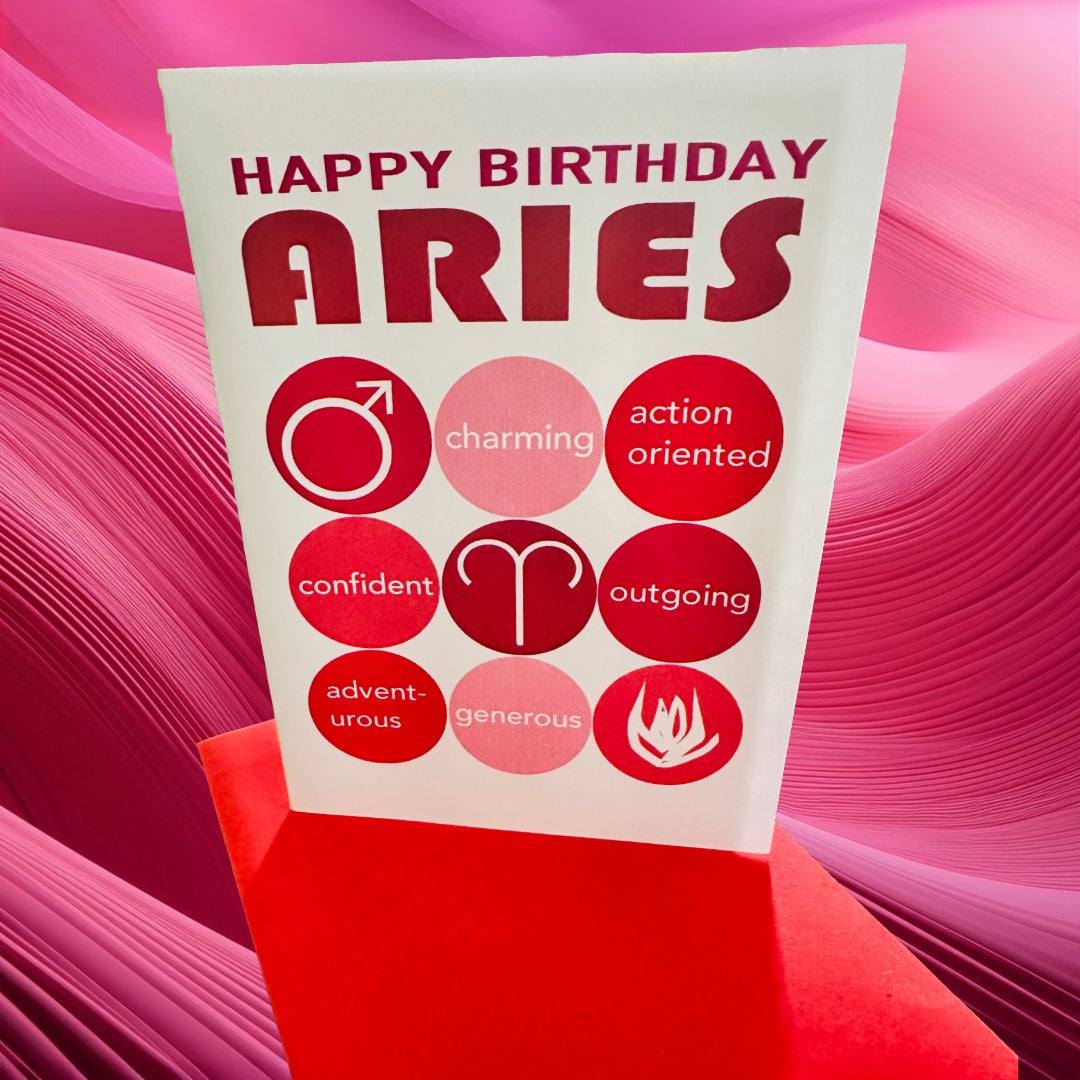ARIES Happy Birthday Modern Astrology Greeting Card