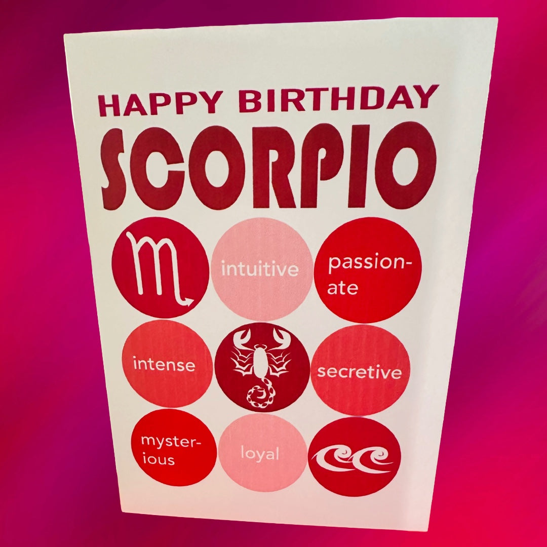 SCORPIO HAPPY BIRTHDAY Astrology Greeting Card 5x7 with sign traits