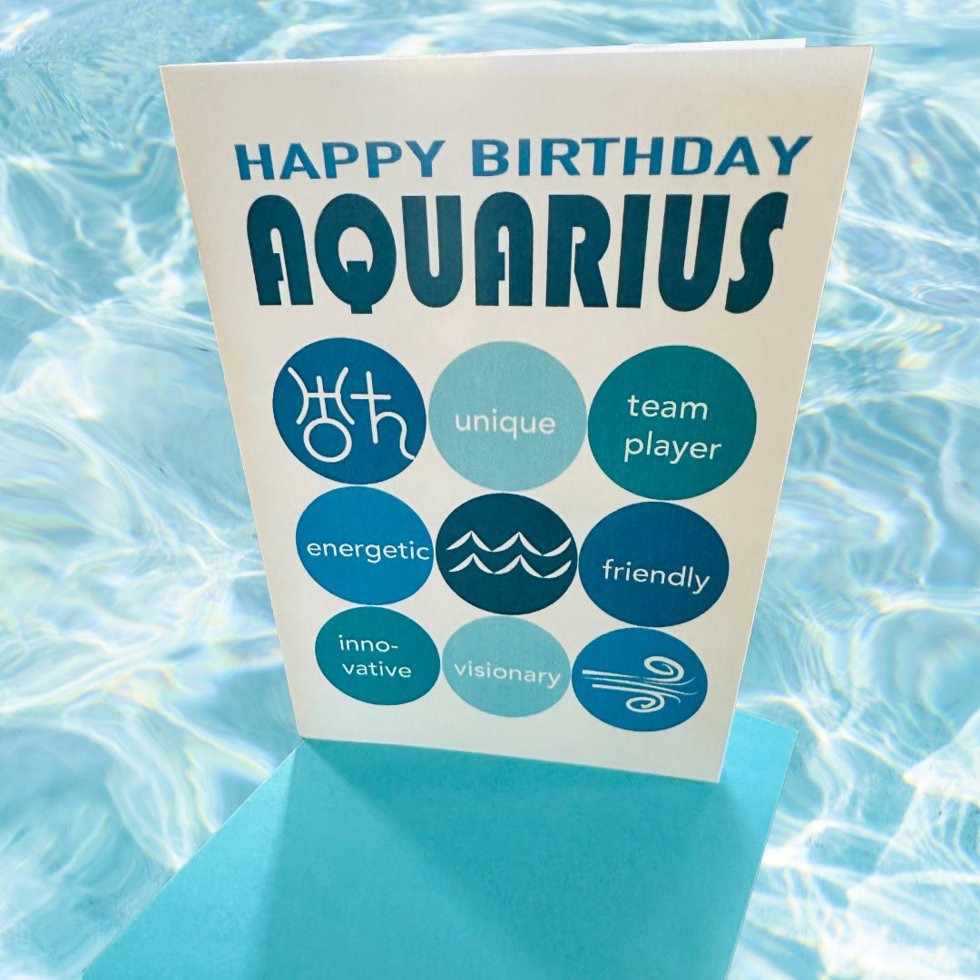AQUARIUS HAPPY BIRTHDAY Astrology Greeting Card