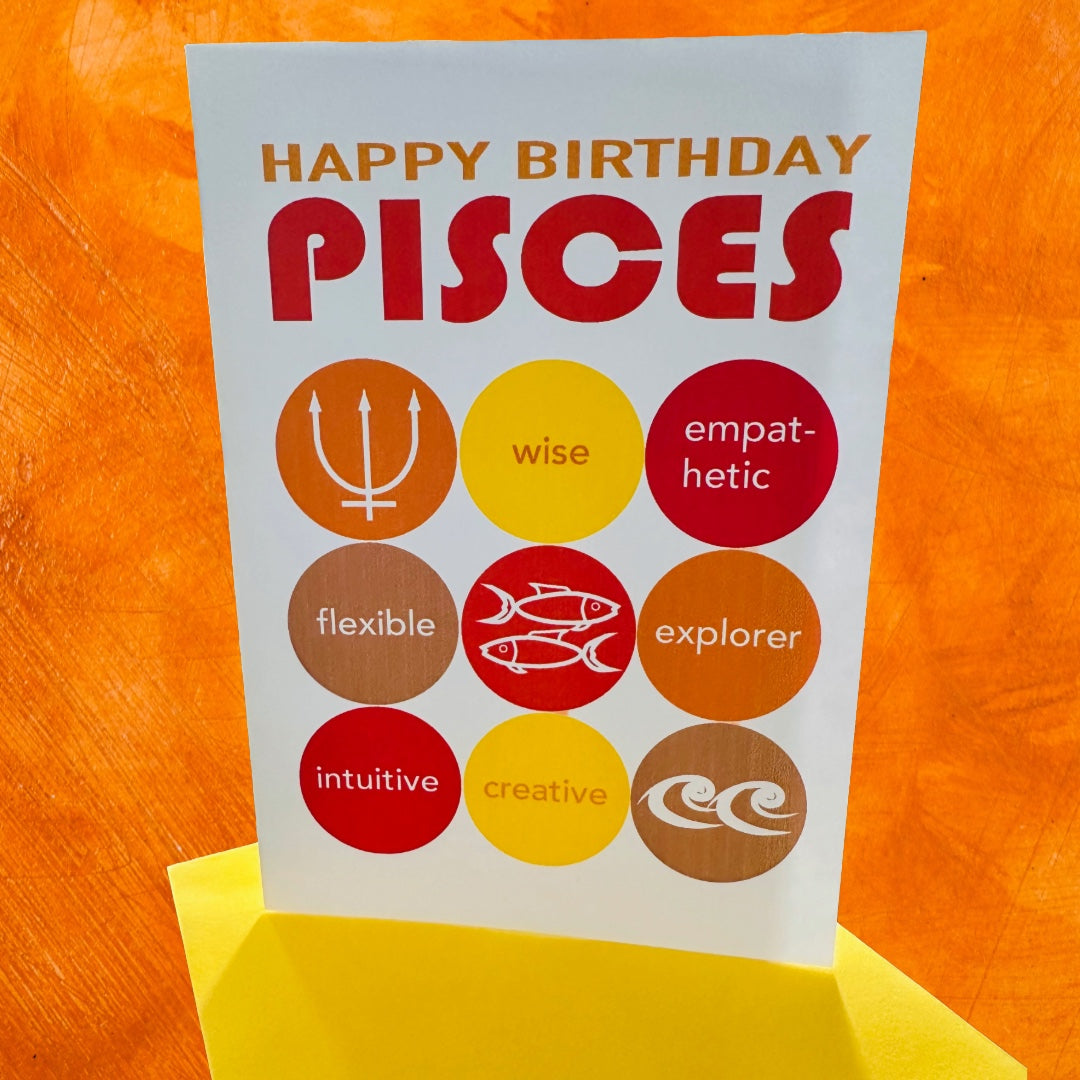 PISCES Happy Birthday Modern Astrology greeting Card