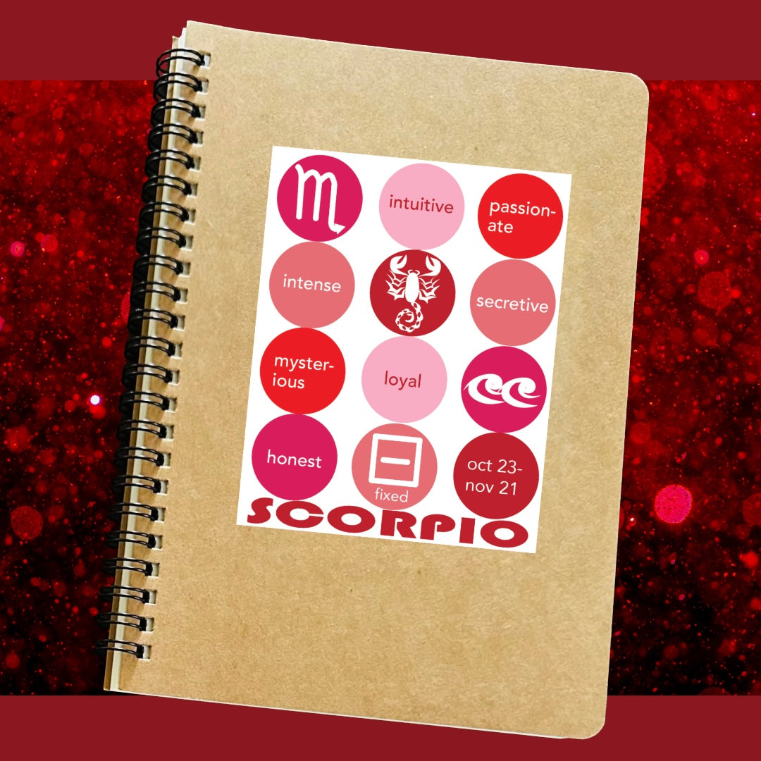 SCORPIO Astrology Traits & Symbols Spiral Kraft A5 Notebook