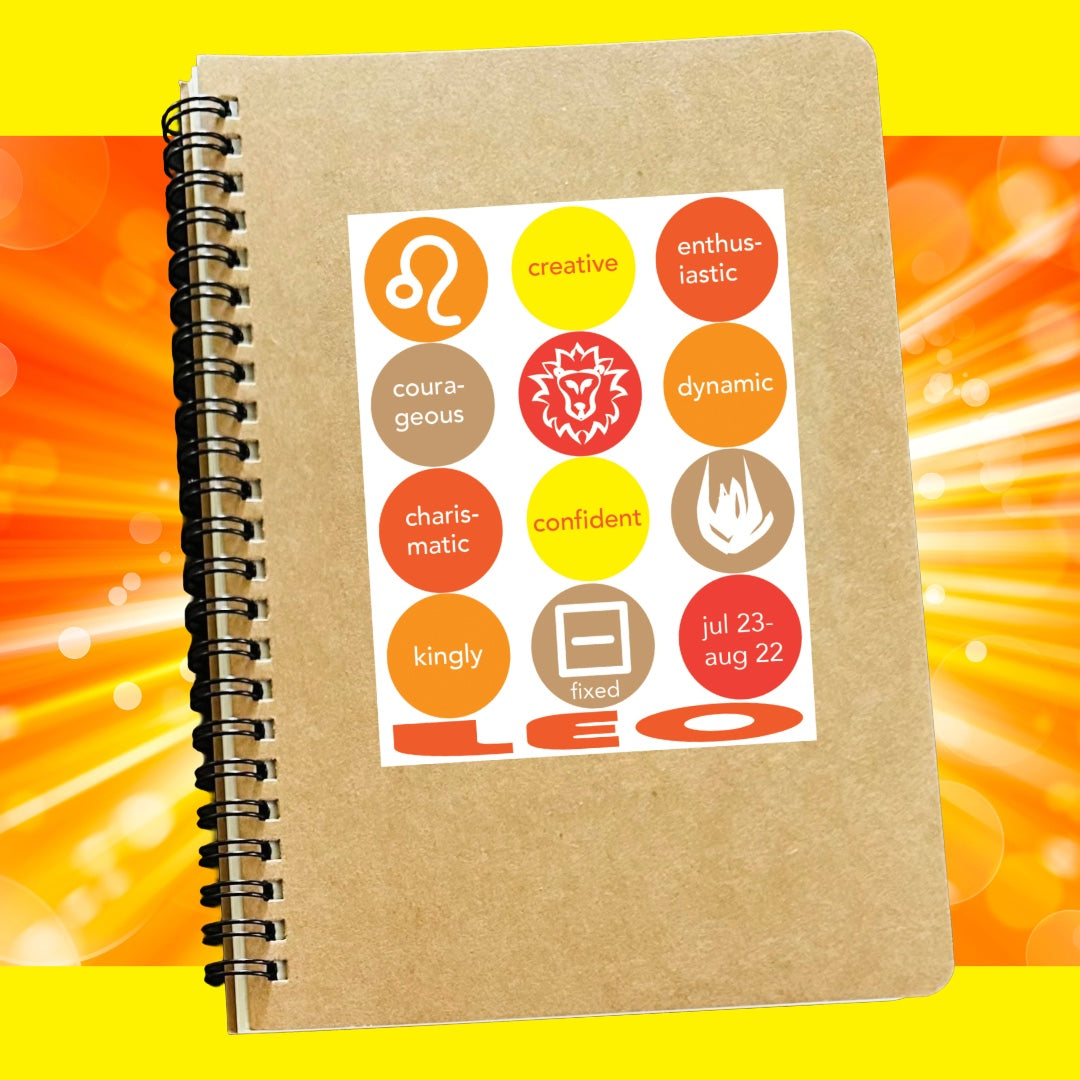 LEO Astrology Traits & Symbols Spiral Kraft A5 Notebook