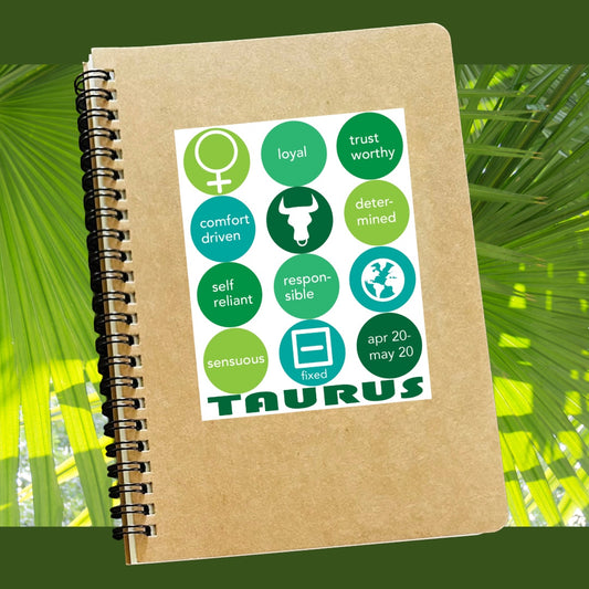 TAURUS Astrology Traits & Symbols Spiral Kraft A5 Notebook