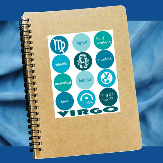VIRGO Astrology Traits & Symbols Spiral Kraft A5 Notebook