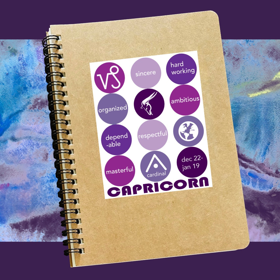 CAPRICORN Astrology Traits & Symbols Spiral Kraft A5 Notebook