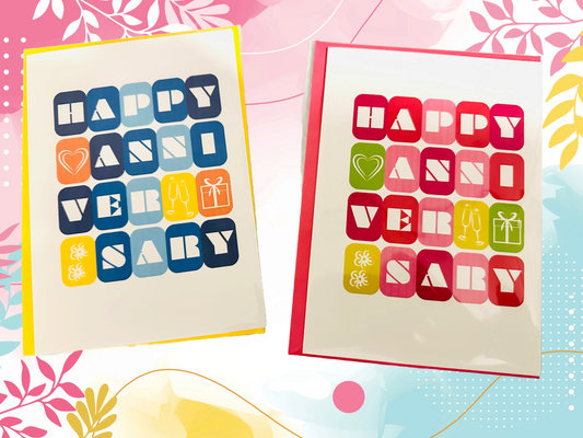 Happy Anniversary! Let's Celebrate! 5x7 Modern Anniversary Greeting card