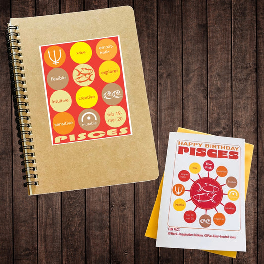 PISCES Astrology Traits & Symbols Spiral Kraft A5 Notebook