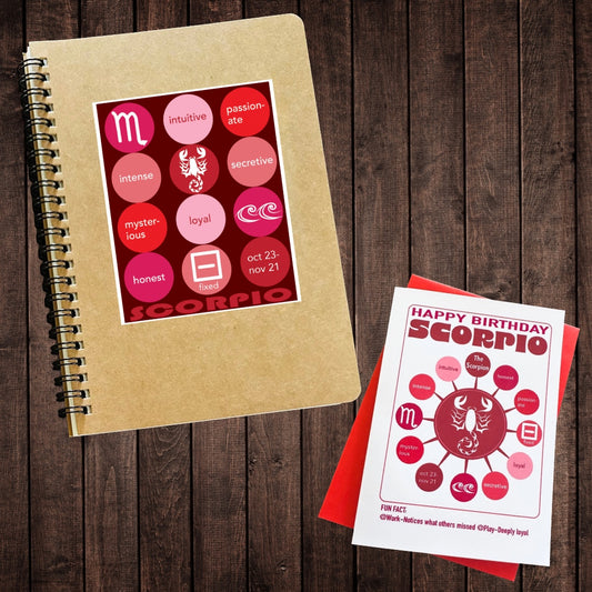 SCORPIO Astrology Traits & Symbols Spiral Kraft A5 Notebook