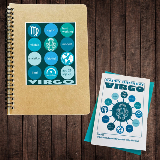 VIRGO Astrology Traits & Symbols Spiral Kraft A5 Notebook