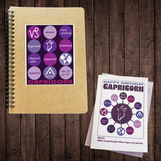 CAPRICORN Astrology Traits & Symbols Spiral Kraft A5 Notebook