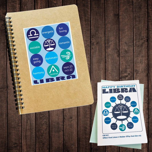 LIBRA Astrology Traits & Symbols Spiral Kraft A5 Notebook