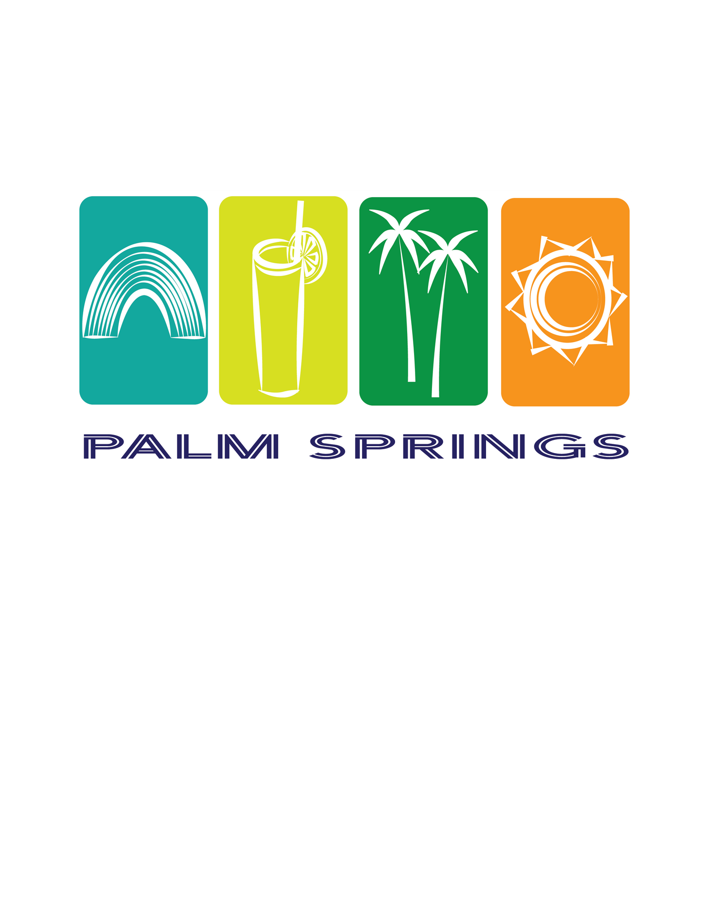 Blue Palm Springs Icon's Graphic Tank Top Women's Relaxed Lt Wt Cotton poly blend