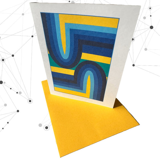 Yellow 70's ARCH A2/size Geometric boxed note card set of 10