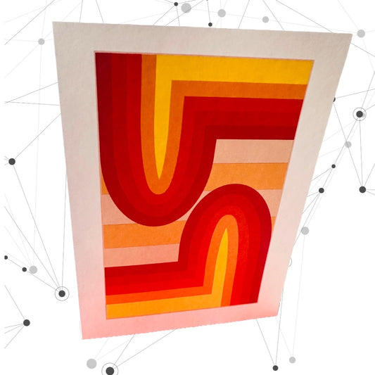 Red 70'S ARCH A2 Geometric boxed note card set of 10