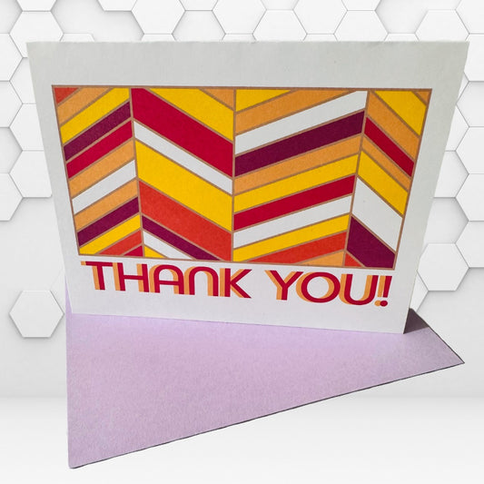 Purple Chevron THANK YOU Cards A2 size Geometric boxed note card set of 10
