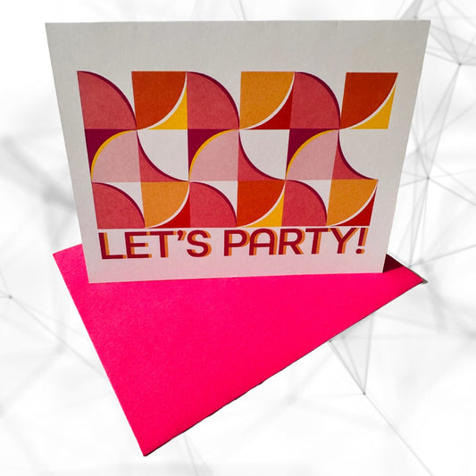 Pink LETS PARTY Geometric Invitations A2 Boxed note card set of 10
