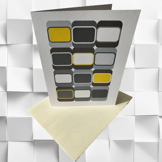Grey SOFT SQUARES A2 Geometric boxed note card set of 10