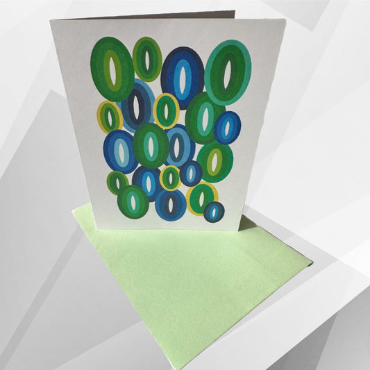 Green ELLIPSES A2 Geometric boxed note card set of 10
