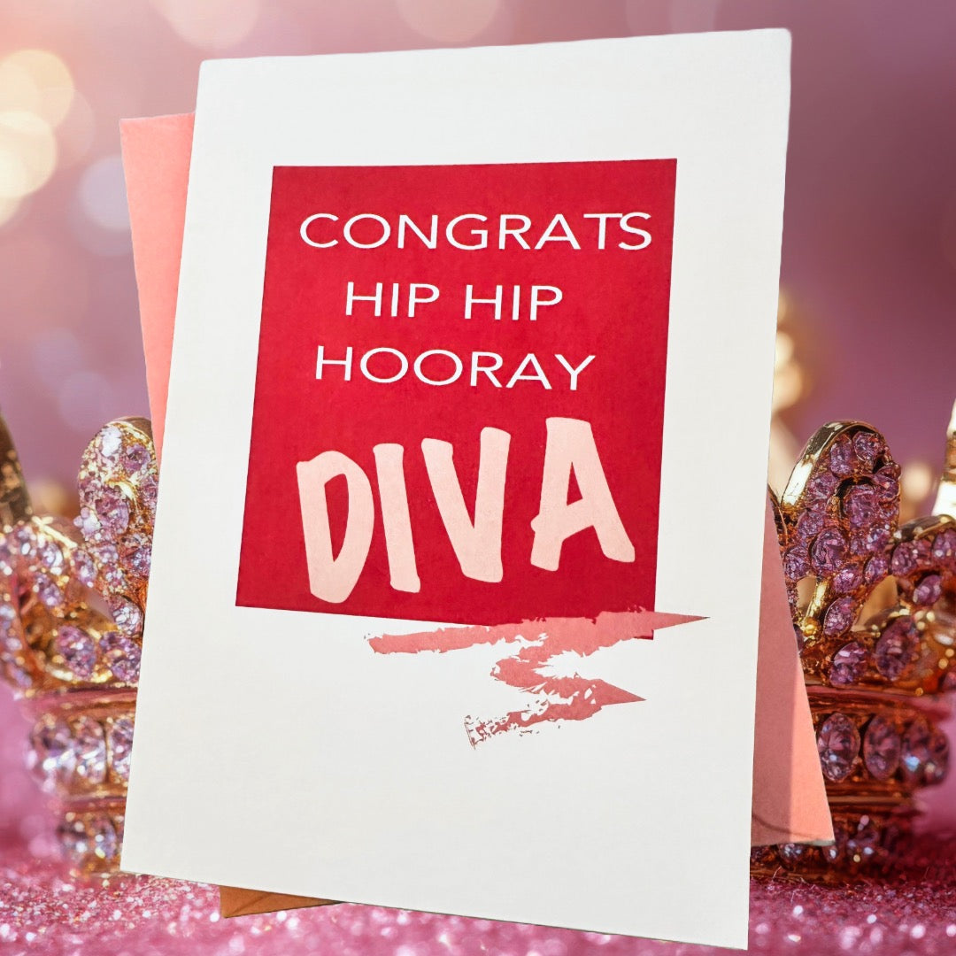 Congrats Hip Hip Hooray DIVA 5x7 Congratulations Encouragement Greeting Card