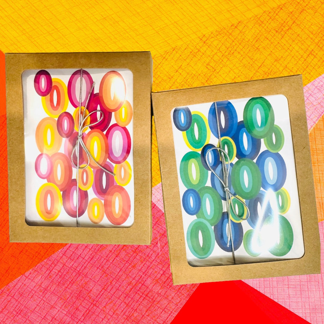 Orange ELLIPSES A2 Geometric boxed note card set of 10