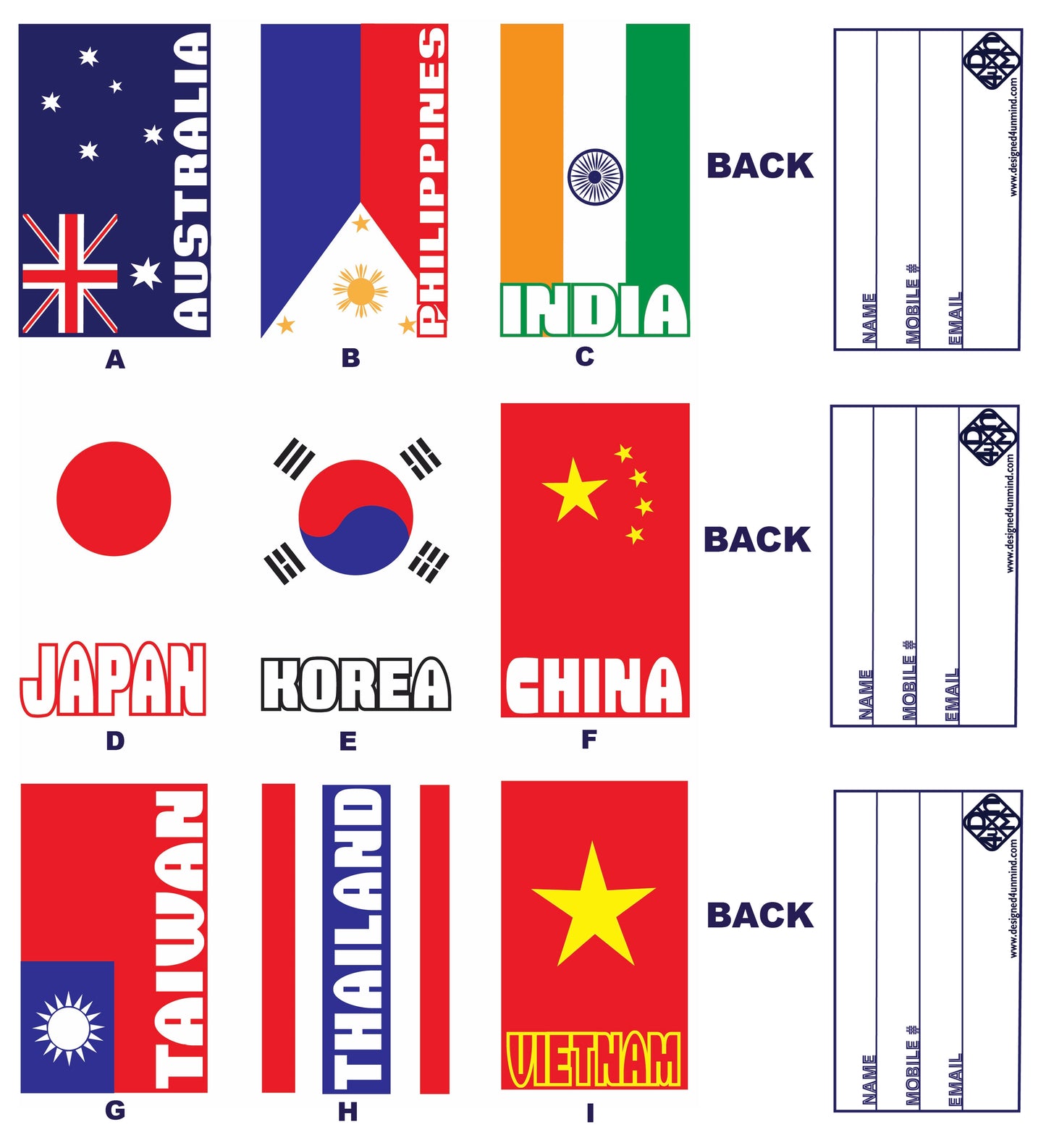 ASIA/OCEANIC Countries Luggage & Travel Bag Tags