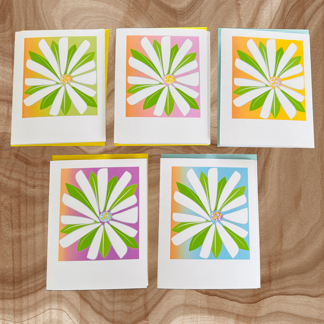 GERBERA DAISY Note Cards A2 size Bold Floral Modern & Colorful Stationery Boxed set of 10