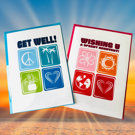 Get Well! Wishing you a speedy recovery! hearts and plants 5x7 Greeting card