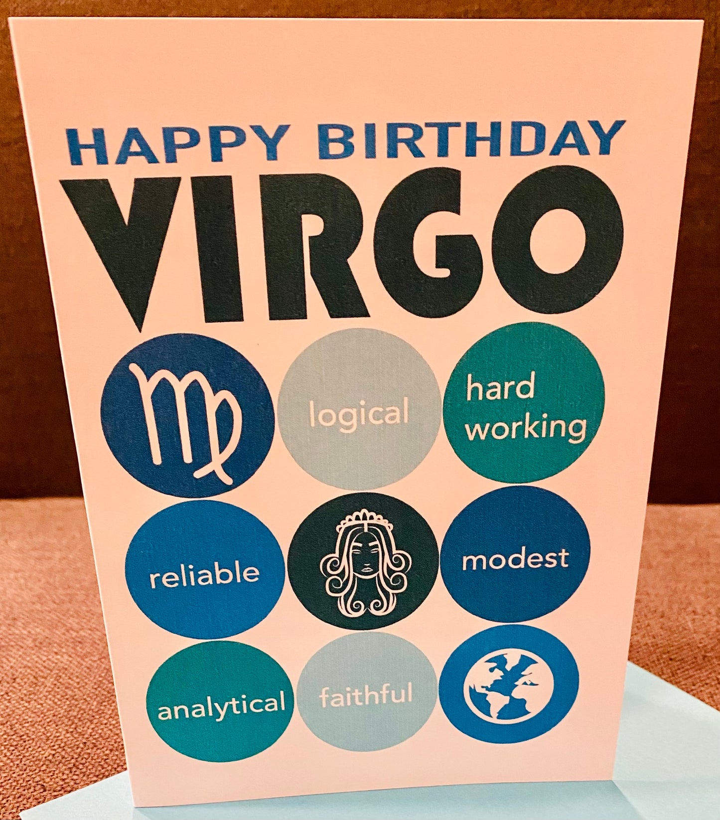 VIRGO HAPPY BIRTHDAY Modern Astrology Greeting Card with signs traits