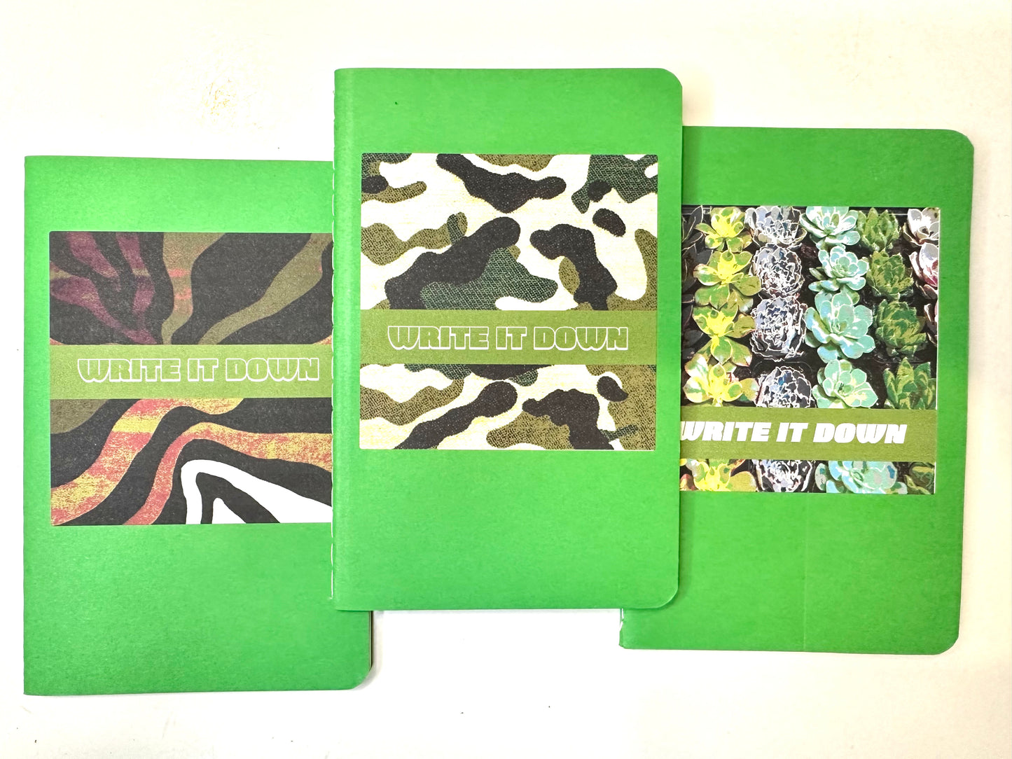 Green Jungle & Lite Green Nature Mini Pocket NOTEBOOKS set of 3