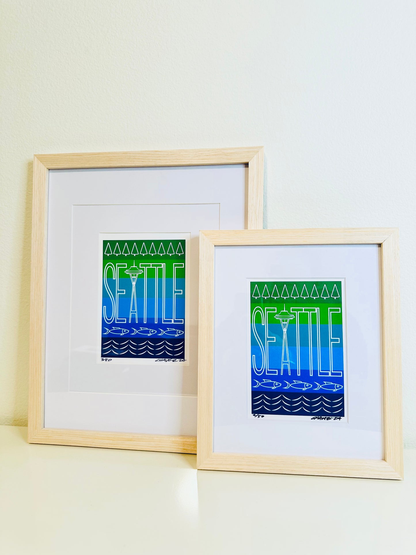 Iconic SEATTLE Space Needle Framed Printed Artwork Home Decor