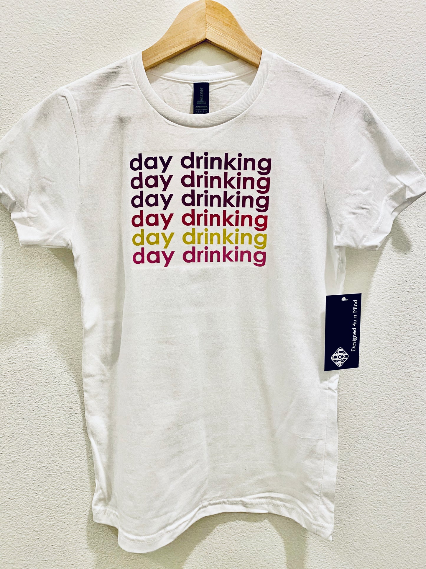 White DAY DRINKING Cotton Women's Graphic T-shirt