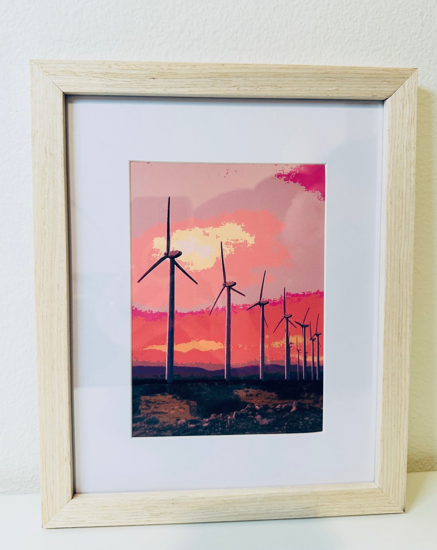 Palm Spring Desert Landscape WINDMILLS Framed Printed Artwork Home Decor