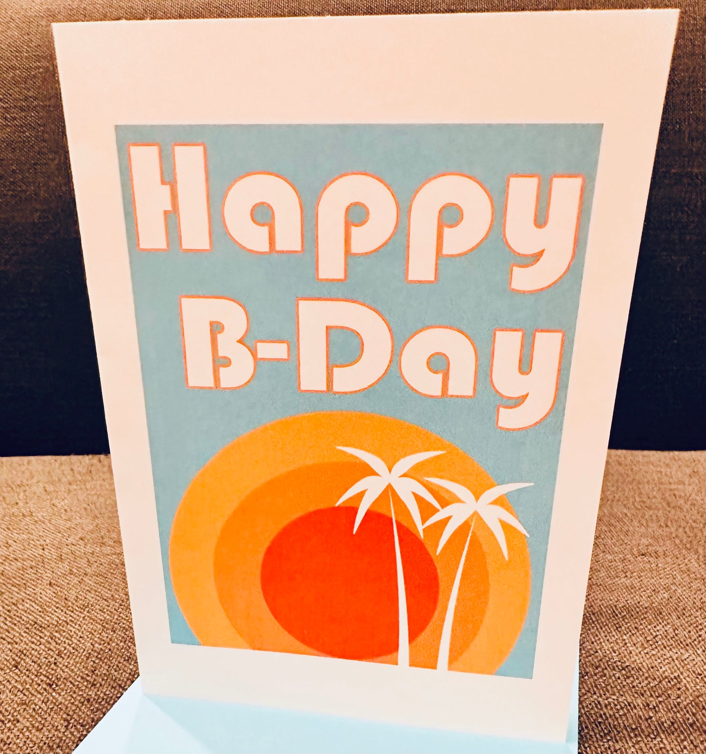 Happy B-Day & Feliz Cumple! 5x7 Tropical sunset Happy Birthday Card English & Spanish