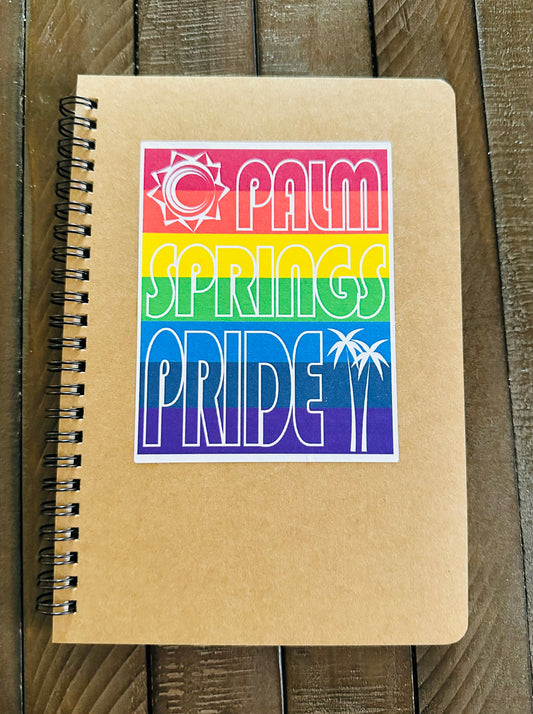 Palm Springs Pride Rainbow Spiral Kraft Journal Sketch Notebook