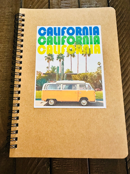 CALIFORNIA SURF BUS Spiral Kraft A5 Journal Sketch Notebook