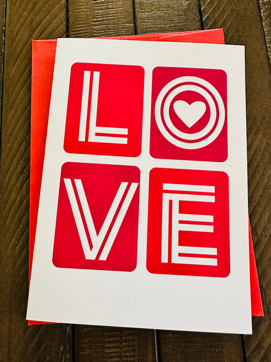 LOVE BOXES Happy  Anniversary Heart Greeting Card 5x7 70's inspired